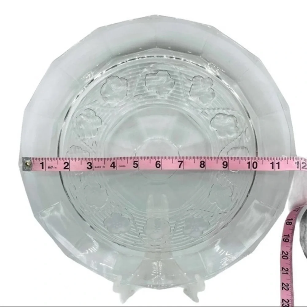 Vintage Glass Serving Plate - Poppy Flower | Large 12 x 12 | Home Dining